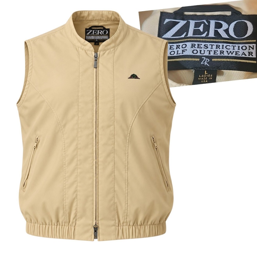 Zero Restriction Vest Large L USA Yellow Tour Full Zip Golf Womens Pockets VTG